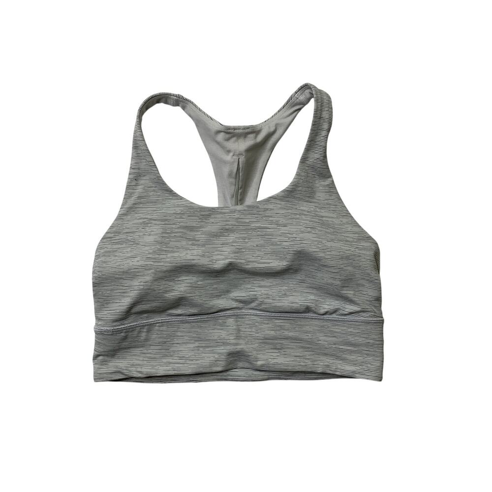 Lululemon Top Women 8 Ash Invigorate Bra Long Line Sheer Panels Racerback Padded